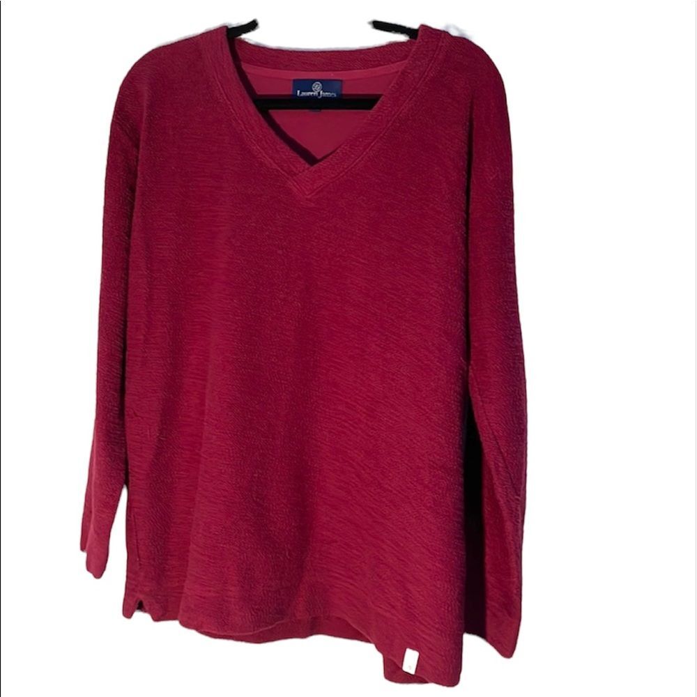 Lauren James V-neck maroon cotton small sweatshirt